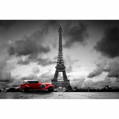 Cedule  Paříž red old car - Paris