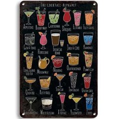 Znak menu drinków - alfabet koktajlowy Znak menu drinków - alfabet koktajlowy