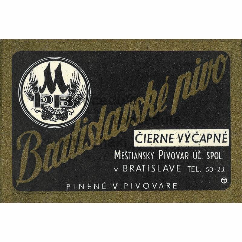 Ceduľa Bratislavské Pivo - Čierne Výčapné