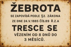 Podpišite oznako Žebrota Tresce se - Vězením od 8 dnu do 3 měsícu