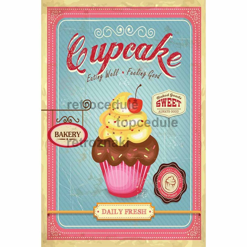 Cupcake poster design in retro style 2