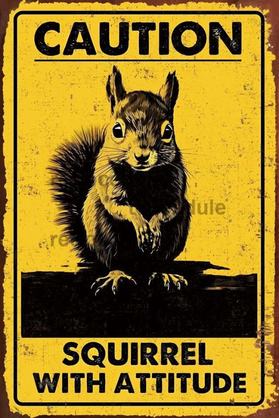 Znak Caution - Squirrel With Attitude