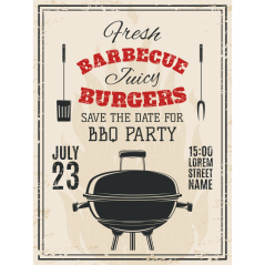 Ceduľa Barbecue Burgers Party