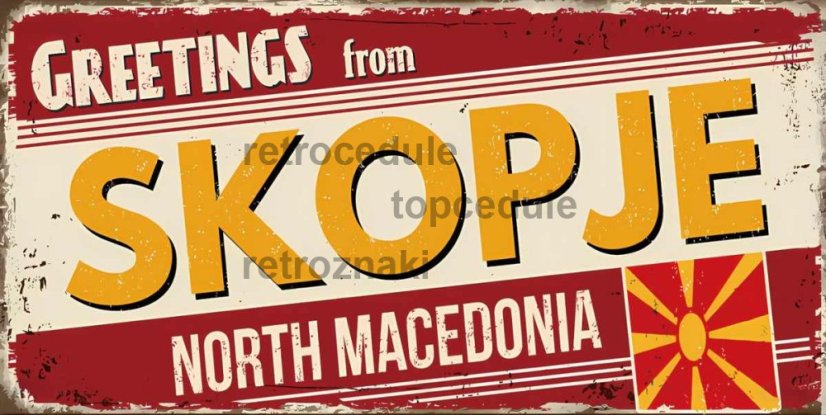 Znak blaszany Skopje - North Macedonia