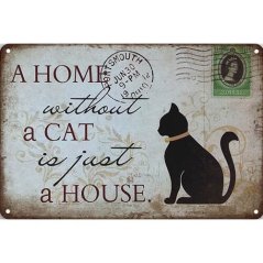 321 plechová ceduľa A Home A Cat A House