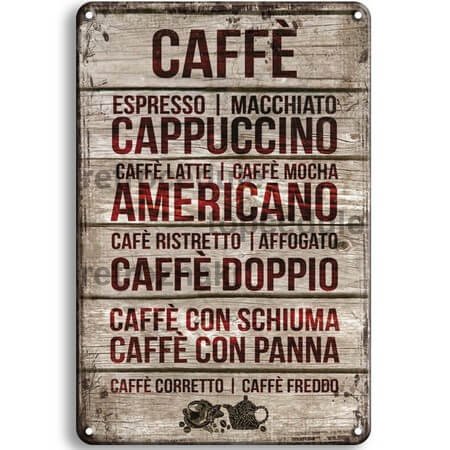 Caffe, Cappuccino, Americano, Doppio jel