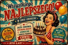 Plechová ceduľa Wszystkiego Najlepszego! W dniu urodzin!