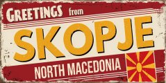 Znak blaszany Skopje - North Macedonia