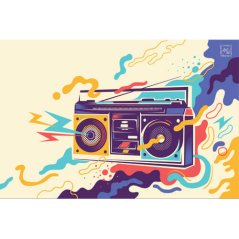 Znak retro radia Znak retro radia