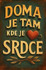 Plechová cedule Domov je tam kde je srdce