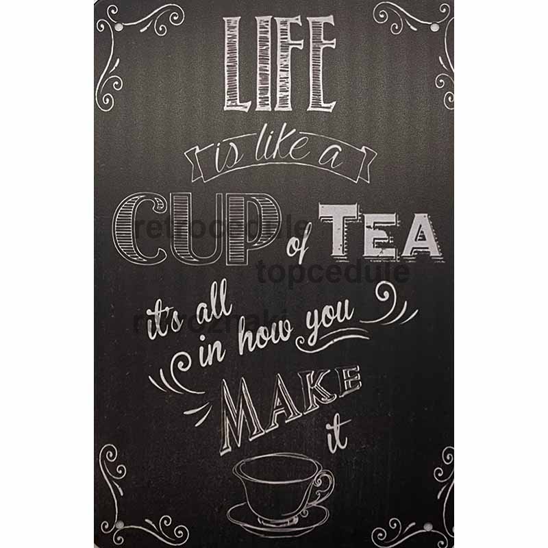 Az élet csésze tea jel