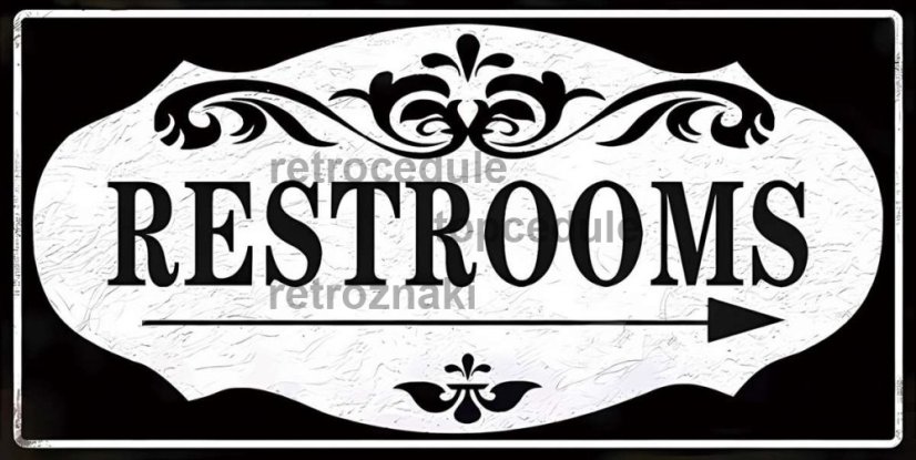 Plechová ceduľa Restrooms
